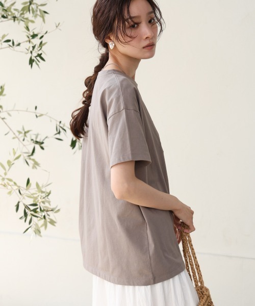 Bab（バブ）の「ロゴ刺繍デザイン半袖Ｔシャツ（Tシャツ/カットソー・レディース・オフホワイト/ブラック/グレイッシュベージュ/ライトグレー・MEDIUM）」の15枚目の写真