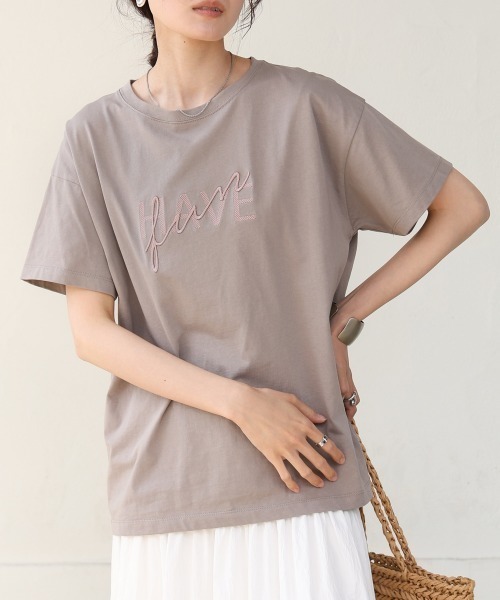 Bab（バブ）の「ロゴ刺繍デザイン半袖Ｔシャツ（Tシャツ/カットソー・レディース・オフホワイト/ブラック/グレイッシュベージュ/ライトグレー・MEDIUM）」の18枚目の写真
