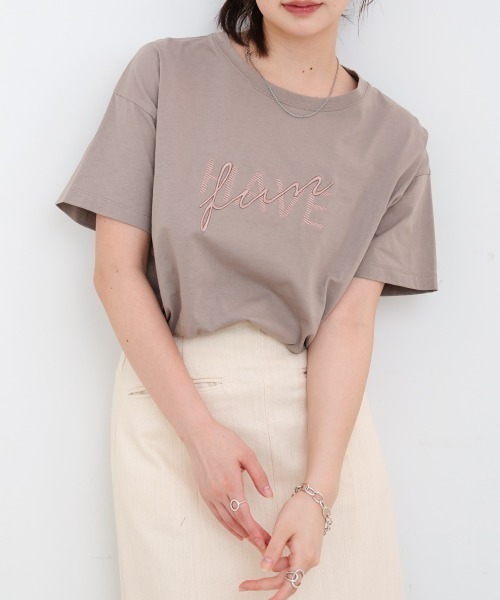 Bab（バブ）の「ロゴ刺繍デザイン半袖Ｔシャツ（Tシャツ/カットソー・レディース・オフホワイト/ブラック/グレイッシュベージュ/ライトグレー・MEDIUM）」の22枚目の写真