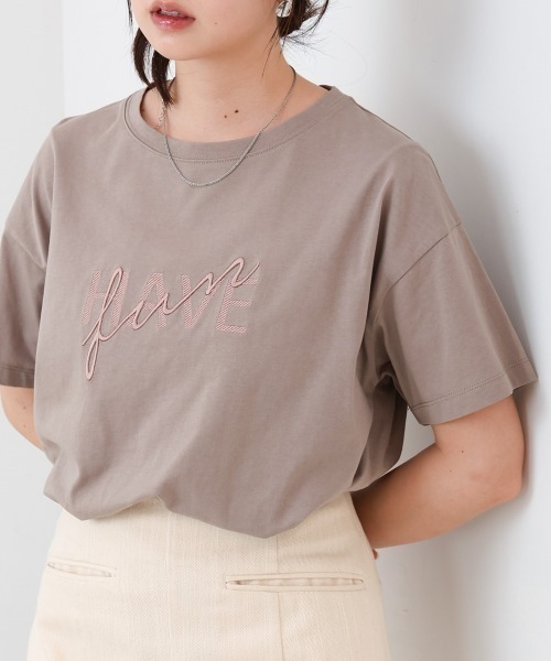 Bab（バブ）の「ロゴ刺繍デザイン半袖Ｔシャツ（Tシャツ/カットソー・レディース・オフホワイト/ブラック/グレイッシュベージュ/ライトグレー・MEDIUM）」の20枚目の写真