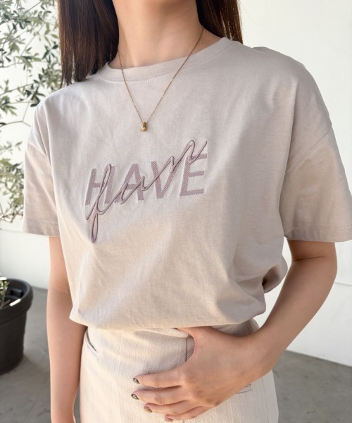 Bab（バブ）の「ロゴ刺繍デザイン半袖Ｔシャツ（Tシャツ/カットソー・レディース・オフホワイト/ブラック/グレイッシュベージュ/ライトグレー・MEDIUM）」の5枚目の写真