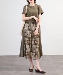 A.N.L（エーエヌエル　レーベル）の「A.N.L チュール切替ワンピース 半袖（ワンピース）」