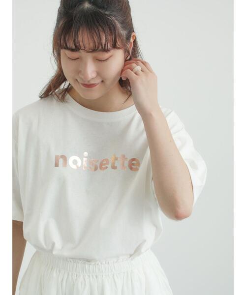 Samansa Mos2(サマンサ モスモス)の「【接触冷感】箔プリントTシャツ(Tシャツ/カットソー・レディース・グレー/チャコールグレー/オフホワイト・F)」の2枚目の写真
