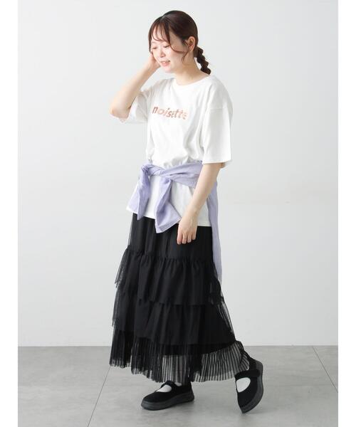 Samansa Mos2(サマンサ モスモス)の「【接触冷感】箔プリントTシャツ(Tシャツ/カットソー・レディース・グレー/チャコールグレー/オフホワイト・F)」の13枚目の写真