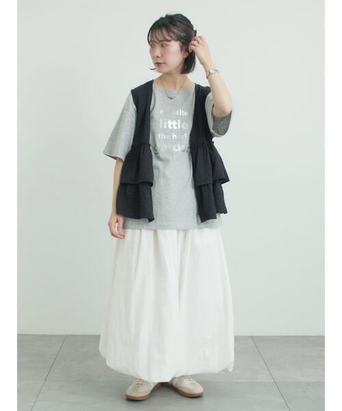 Samansa Mos2(サマンサ モスモス)の「【接触冷感】箔プリントTシャツ(Tシャツ/カットソー・レディース・グレー/チャコールグレー/オフホワイト・F)」の5枚目の写真
