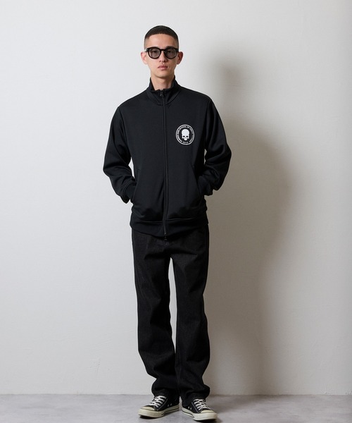 SCHOOL OF VISUAL COMEDY PRINTED JERSEY STAND TRACK JACKET / スカル SCHOOL OF VISUAL COMEDY PRINTED JERSEY STAND TRACK JACKET / スカル