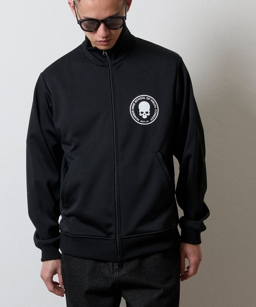 SCHOOL OF VISUAL COMEDY PRINTED JERSEY STAND TRACK JACKET / スカル