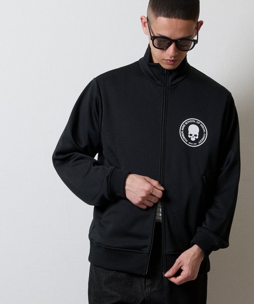 SCHOOL OF VISUAL COMEDY PRINTED JERSEY STAND TRACK JACKET / スカル