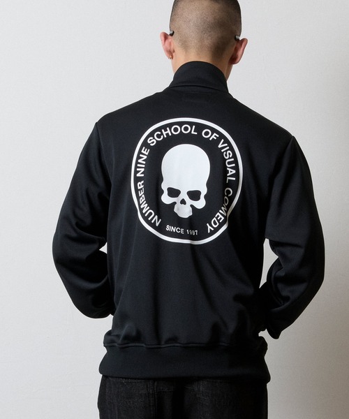 SCHOOL OF VISUAL COMEDY PRINTED JERSEY STAND TRACK JACKET / スカル