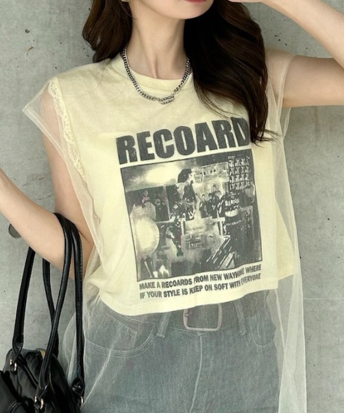 Ada.(エイダ)の「ヴィンテージライク シアー ドッキング ロゴ Tシャツ ◎(Tシャツ/カットソー・レディース・イエロー/ホワイト/グレー/ブラック・FREE)」の4枚目の写真