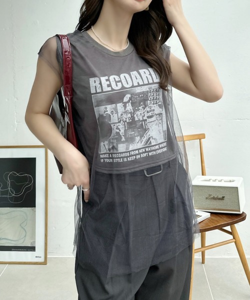 Ada.(エイダ)の「ヴィンテージライク シアー ドッキング ロゴ Tシャツ ◎(Tシャツ/カットソー・レディース・イエロー/ホワイト/グレー/ブラック・FREE)」の6枚目の写真