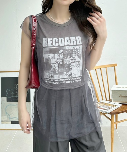 Ada.(エイダ)の「ヴィンテージライク シアー ドッキング ロゴ Tシャツ ◎(Tシャツ/カットソー・レディース・イエロー/ホワイト/グレー/ブラック・FREE)」の7枚目の写真