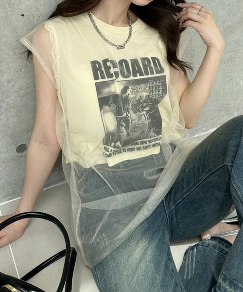 Ada.(エイダ)の「ヴィンテージライク シアー ドッキング ロゴ Tシャツ ◎(Tシャツ/カットソー・レディース・イエロー/ホワイト/グレー/ブラック・FREE)」の11枚目の写真