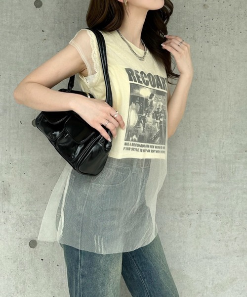 Ada.(エイダ)の「ヴィンテージライク シアー ドッキング ロゴ Tシャツ ◎(Tシャツ/カットソー・レディース・イエロー/ホワイト/グレー/ブラック・FREE)」の13枚目の写真