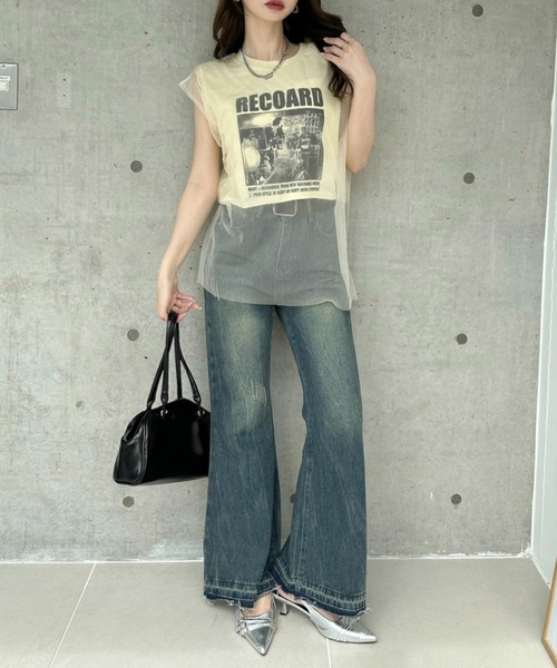 Ada.(エイダ)の「ヴィンテージライク シアー ドッキング ロゴ Tシャツ ◎(Tシャツ/カットソー・レディース・イエロー/ホワイト/グレー/ブラック・FREE)」の15枚目の写真