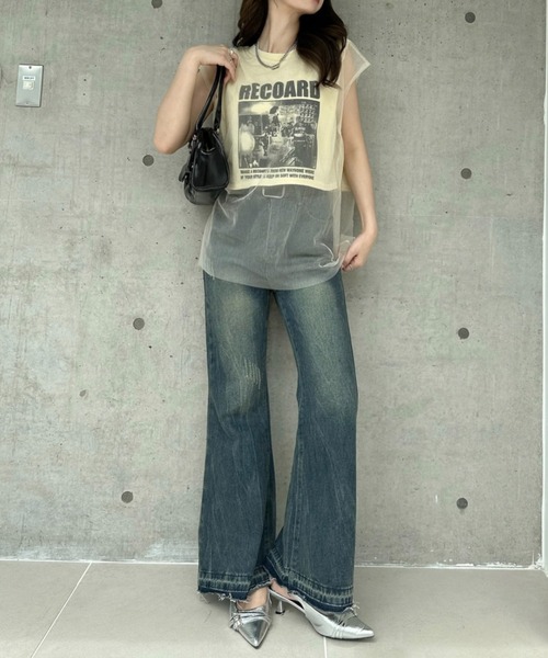 Ada.(エイダ)の「ヴィンテージライク シアー ドッキング ロゴ Tシャツ ◎(Tシャツ/カットソー・レディース・イエロー/ホワイト/グレー/ブラック・FREE)」の16枚目の写真
