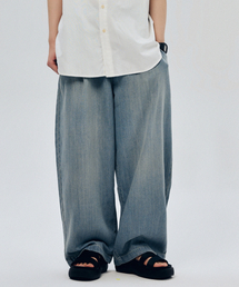 LX8520リネンライクイージーバンディングリラックスデニム(Aqua grayish)
