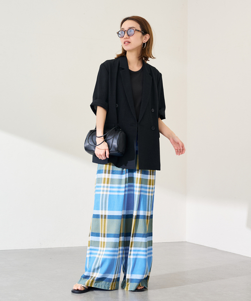 FRAMeWORK(フレームワーク)の「BIGチェックイージーワイドパンツ(スラックス・レディース・イエロー/ブルー系その他・38/36)」の11枚目の写真