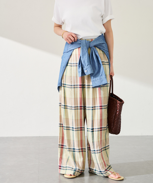 FRAMeWORK(フレームワーク)の「BIGチェックイージーワイドパンツ(スラックス・レディース・イエロー/ブルー系その他・38/36)」の19枚目の写真