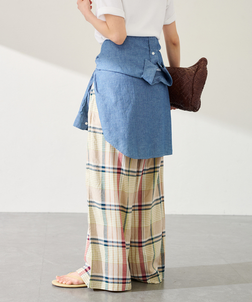 FRAMeWORK(フレームワーク)の「BIGチェックイージーワイドパンツ(スラックス・レディース・イエロー/ブルー系その他・38/36)」の21枚目の写真