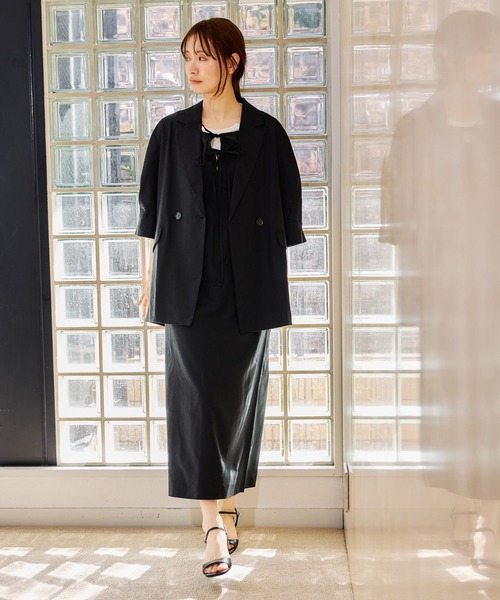 mysty woman（ミスティウーマン）の「Wリボンキャミワンピース 666538（ワンピース・レディース・ダークオレンジ/ブラック/ベージュ・FREE）」の5枚目の写真