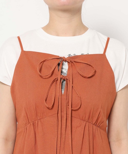 mysty woman（ミスティウーマン）の「Wリボンキャミワンピース 666538（ワンピース・レディース・ダークオレンジ/ブラック/ベージュ・FREE）」の15枚目の写真
