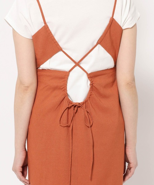 mysty woman（ミスティウーマン）の「Wリボンキャミワンピース 666538（ワンピース・レディース・ダークオレンジ/ブラック/ベージュ・FREE）」の18枚目の写真