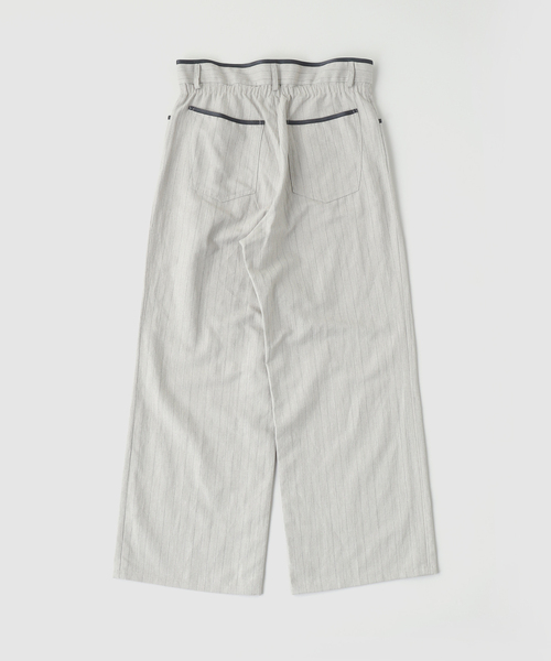 m's braque(エムズブラック)の「m’s braque(エムズ ブラック) 別注 Gatherd Waist Stripe パンツ(スラックス・メンズ・アイボリー・36/38)」の4枚目の写真