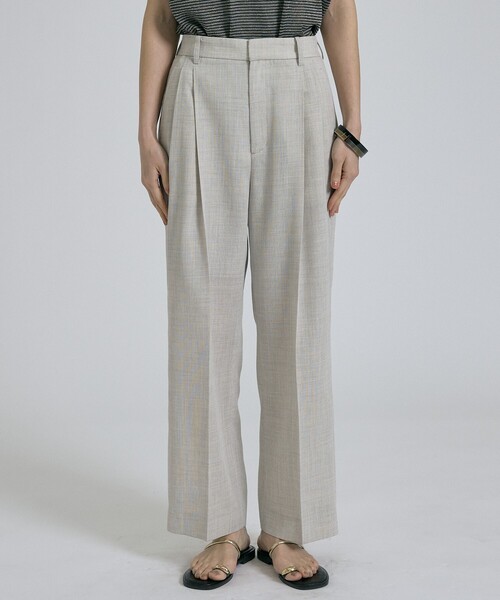 qualite(カリテ)の「【セットアップ対応】メッシュ2タックストレードパンツ/オフィスカジュアル/夏服/春服(その他パンツ・レディース・ライトベージュ・36/38)」の9枚目の写真