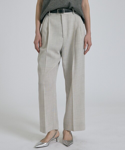 qualite(カリテ)の「【セットアップ対応】メッシュ2タックストレードパンツ/オフィスカジュアル/夏服/春服(その他パンツ・レディース・ライトベージュ・36/38)」の16枚目の写真