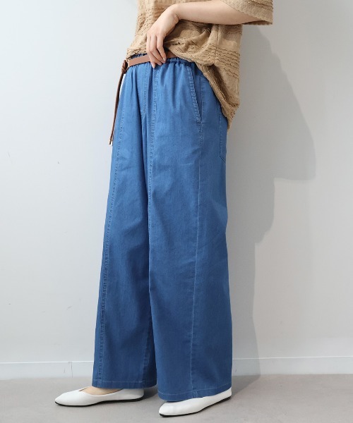 leswel(レスウェル)の「【M~5L】ライトオンスデニムセンターシームワイドパンツ(デニムパンツ・レディース・ブルー/ネイビー・M/L/LL/3L/4L/5L)」の16枚目の写真