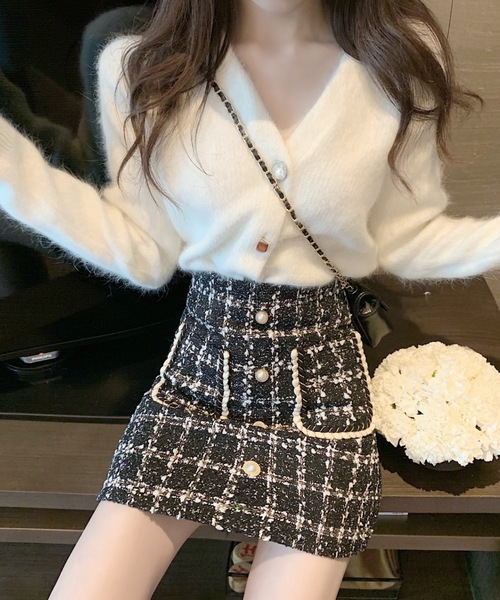 Alvia(アルビア)の「ツイードミニスカート(スカート・レディース・ブラック/ブラウン・M)」の3枚目の写真