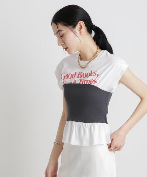 NANO universe(ナノユニバース)の「BOOKCLUB/別注 Bustier T shirts(Tシャツ/カットソー・レディース・グレー/オフホワイト/ネイビー・FREE)」の21枚目の写真