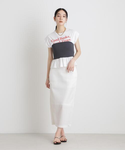 NANO universe(ナノユニバース)の「BOOKCLUB/別注 Bustier T shirts(Tシャツ/カットソー・レディース・グレー/オフホワイト/ネイビー・FREE)」の20枚目の写真