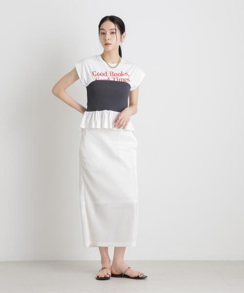 NANO universe(ナノユニバース)の「BOOKCLUB/別注 Bustier T shirts(Tシャツ/カットソー・レディース・グレー/オフホワイト/ネイビー・FREE)」の19枚目の写真
