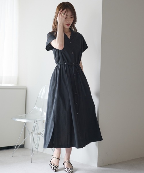 PREFERIR(プレフェリール)の「前開き2WAY ウエストギャザーシャツワンピース|ロング丈・体型カバー・羽織り・綿100%(S.M.L.XL)(シャツワンピース・レディース・ブラウン/ブルー/ブラック・SMALL/MEDIUM/LARGE/X-LARGE)」の19枚目の写真