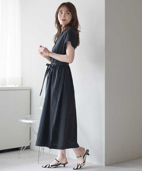 PREFERIR(プレフェリール)の「前開き2WAY ウエストギャザーシャツワンピース|ロング丈・体型カバー・羽織り・綿100%(S.M.L.XL)(シャツワンピース・レディース・ブラウン/ブルー/ブラック・SMALL/MEDIUM/LARGE/X-LARGE)」の17枚目の写真