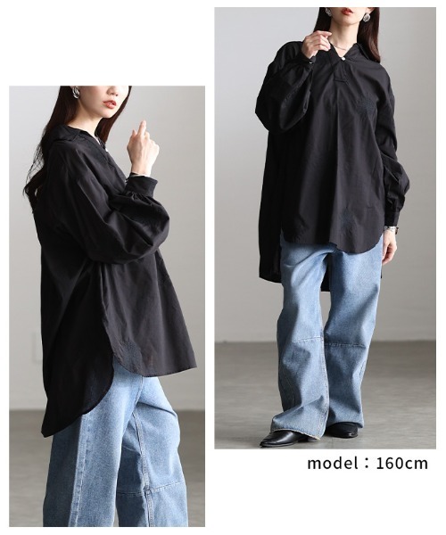 Sawa a la mode(サワアラモード)の「花柄刺繍スキッパーチュニックシャツ(チュニック・レディース・ホワイト系/ブラック・FREE)」の17枚目の写真