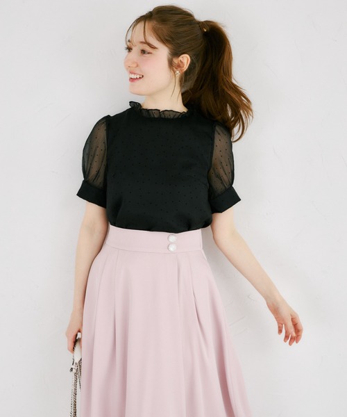 tocco closet（トッコ　クローゼット）の「ウエストビジューボタン付きミモレ丈ラップスカート（スカート・レディース・オフホワイト/ブルー/ピンク・M）」の21枚目の写真