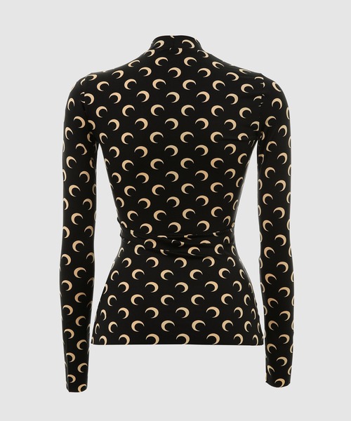 MARINE SERRE（マリーン・セル）の「MOON PRINTED JERSEY LS HIGHNECK TOP（Tシャツ/カットソー・レディース・ホワイト/ブラック/ベージュ・M/S/XS）」の4枚目の写真