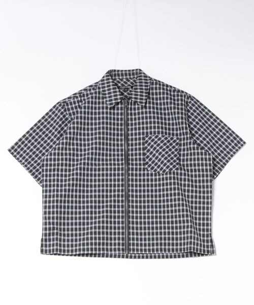 BENDER TOKYO(ベンダートウキョウ)の「フロントジップ ショート丈 チェックシャツ 半袖 ユニセックス(シャツ/ブラウス・メンズ・レッド/ブルー/ブラック・M/L)」の14枚目の写真