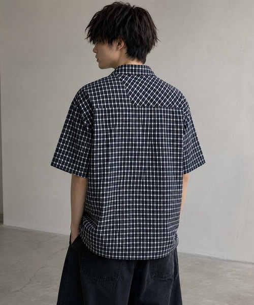 BENDER TOKYO(ベンダートウキョウ)の「フロントジップ ショート丈 チェックシャツ 半袖 ユニセックス(シャツ/ブラウス・メンズ・レッド/ブルー/ブラック・M/L)」の9枚目の写真