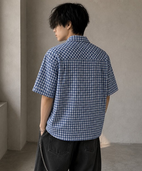 BENDER TOKYO(ベンダートウキョウ)の「フロントジップ ショート丈 チェックシャツ 半袖 ユニセックス(シャツ/ブラウス・メンズ・レッド/ブルー/ブラック・M/L)」の11枚目の写真