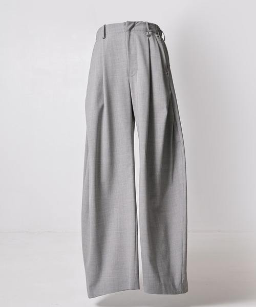 CONZ(コンズ)の「summer carve leg trousers super 110(スラックス・メンズ・ライトグレー/ブルーグレー/ブラック/ストライプ・1/3/2)」の1枚目の写真