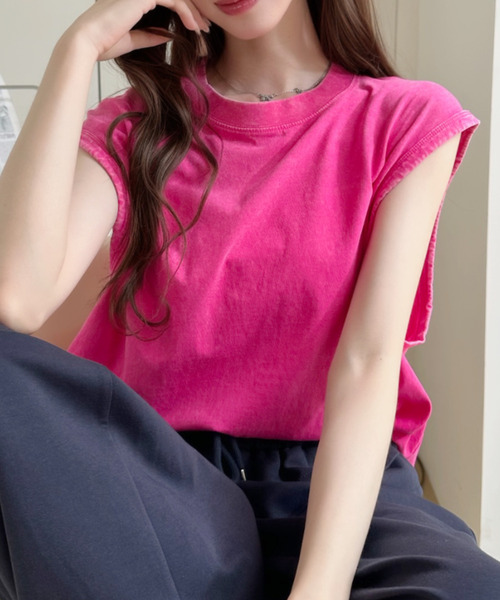 Ada.(エイダ)の「ピグメント加工 ヴィンテージ ライク タンクトップ(タンクトップ・レディース・ピンク/グレー/ベージュ/ブラック・M/L)」の7枚目の写真