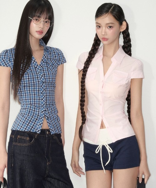 HALEY PESCA(ヘーリーペスカ)の「HALEY PESCA/韓国風レトロシャツ(シャツ/ブラウス・レディース・ブルー/グレー/ピンク・SMALL/MEDIUM)」の16枚目の写真