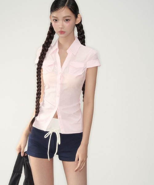HALEY PESCA(ヘーリーペスカ)の「HALEY PESCA/韓国風レトロシャツ(シャツ/ブラウス・レディース・ブルー/グレー/ピンク・SMALL/MEDIUM)」の20枚目の写真