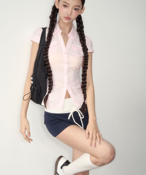 HALEY PESCA(ヘーリーペスカ)の「HALEY PESCA/韓国風レトロシャツ(シャツ/ブラウス・レディース・ブルー/グレー/ピンク・SMALL/MEDIUM)」の22枚目の写真
