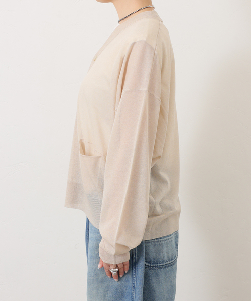 JOURNAL STANDARD LUXE(ジャーナルスタンダード ラックス)の「シアージャージー Vネックカーディガン(カーディガン/ボレロ・レディース・ベージュ/レッド/チャコールグレー・FREE)」の14枚目の写真