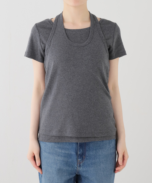 FRAMeWORK(フレームワーク)の「レイヤードアンサンブル(Tシャツ/カットソー・レディース・ピンク/チャコールグレー/ベージュ・FREE)」の6枚目の写真